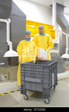 Dortmund, Germany, scientists at iX-factory work in the clean room Stock Photo