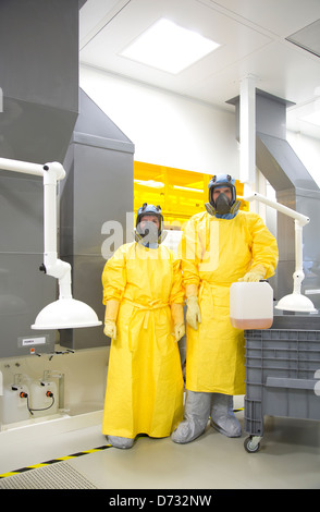 Dortmund, Germany, scientists at iX-factory work in the clean room Stock Photo