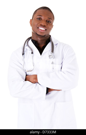 Handsome african american medical doctor , isoalted on white Stock Photo