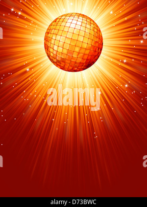 Sparkling orange red disco ball Stock Photo