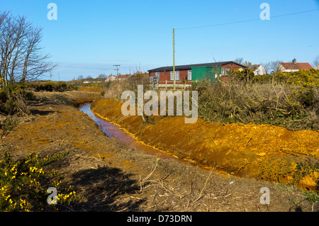 Afon Goch Red river that flows from Parys mountain to Amlwch Port Stock ...