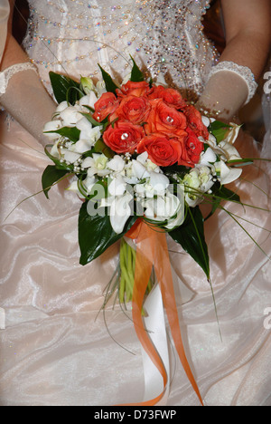 Bride holding bridal bouquet Stock Photo