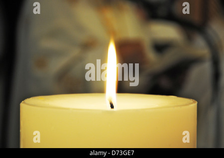 Wedding candle at a Greek orthodox wedding ceremony Stock Photo