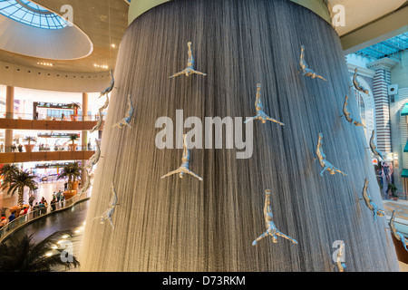 Waterfall inside Dubai Mall in United Arab Emirates UAE Stock Photo