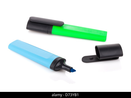 Two highlighters. Isolated on white background Stock Photo