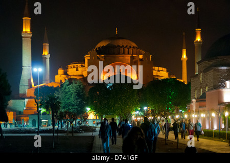 Hagia Sophia at Night, Sultanahmet, Istanbul, Turkey Stock Photo