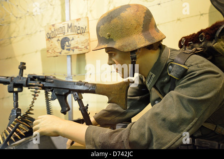 German soldier display, La Valette Underground Military Museum, Saint Peter Port (Saint-Pierre-Port),  Guernsey, Channel Islands Stock Photo