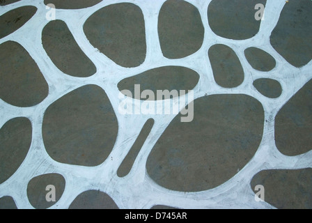 Painting of stone pattern on the walkway, Patterns on the floor. Stock Photo