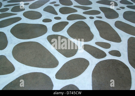 Painting of stone pattern on the walkway, Patterns on the floor. Stock Photo