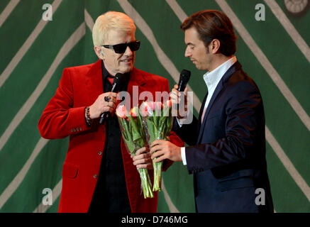 German singer Heino (L) and presenter and singer Florian Silbereisen appear on stage of the event Spring Festival 2013 - Show business legends and stars' in Grefrath, Germany, 28 April 2013. Photo: HORST OSSINGER Stock Photo