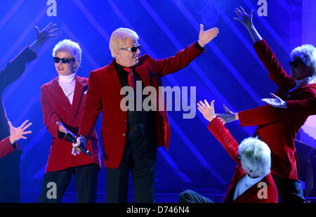 German singer Heino (2-L) performs on stage of the event Spring Festival 2013 - Show business legends and stars' in Grefrath, Germany, 28 April 2013. Photo: HORST OSSINGER Stock Photo