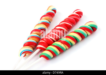 Colorful lollipops isolated on white background. Stock Photo