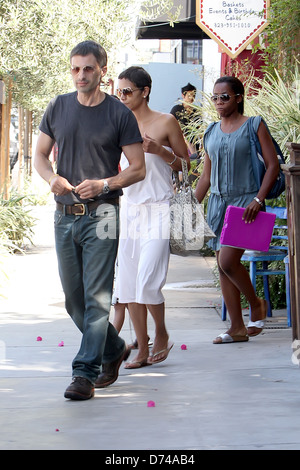 Halle Berry and her boyfriend Olivier Martinez leave The Little Door restaurant in Los Angeles with the actress' daughter Los Angeles, California - 03.08.11 Stock Photo