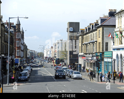 View of Church Road Hove with the town hall and clock on right , UK Stock Photo