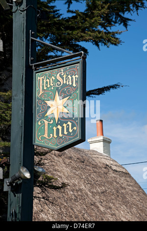 Close up of The Star Inn pub sign Harome near Helmsley North Yorkshire England UK United Kingdom GB Great Britain Stock Photo