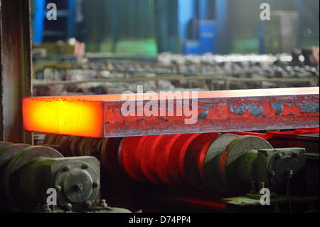 hot steel on conveyor Stock Photo