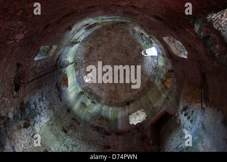 View of the domed ceiling inside of the Great Keep at Pembroke Castle, Pembrokeshire. Stock Photo