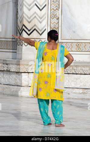 hindu woman,visiting,taj mahal,royal palace,marble,agra,uttar pradesh,india Stock Photo