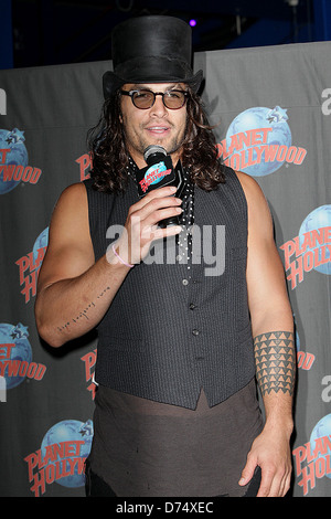 Jason Momoa promotes his starring role in 'Conan the Barbarian' with a hand print ceremony at Planet Hollywood in Times Square Stock Photo