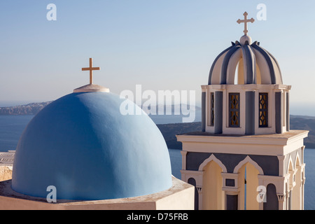 Church domes, Firostefani, Santorini, Greece Stock Photo