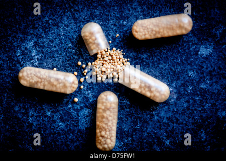 Brewer's yeast capsules. Stock Photo