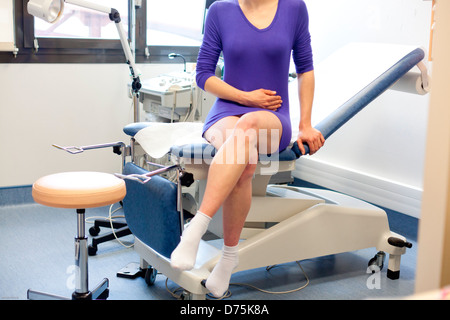 woman undergoing gynecological consultation. Limoges hospital, France. Stock Photo