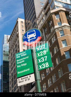 Bus Stop Sign, NYC Stock Photo