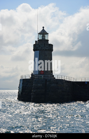 Lighthouse on breakwater, Saint Peter Port, Guernsey, Bailiwick of Guernsey, Channel Islands Stock Photo