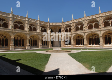 The cloisters of the Mosteiro dos Jeronimos in Belem Lisbon Portugal Stock Photo