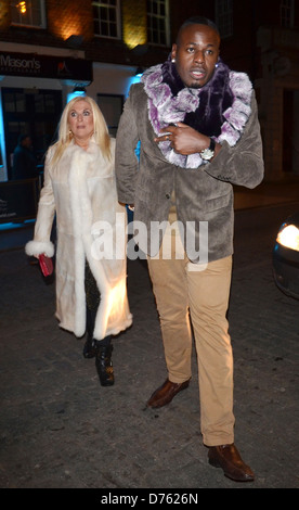 Vanessa Feltz and Ben Ofoedu Celebrity Big Brother 2012 re-union party held at Sugar Hut club Essex, England - 03.02.12 Stock Photo