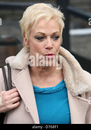 Denise Welch, who announced she had separated from her husband on Monday's (06Feb12) Loose Women, leaving the ITV studios Stock Photo