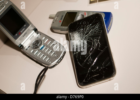 Broken smart phone display Stock Photo