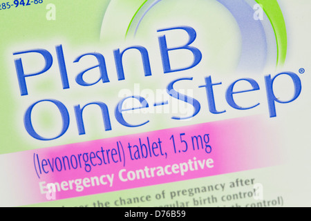 A Plan B (levonorgestrel) emergency contraceptive pill, also known as the 'Morning after pill' Stock Photo