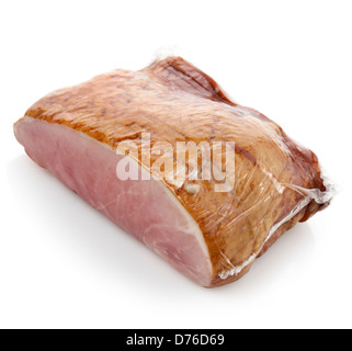 Smoked Ham On White Background. Stock Photo