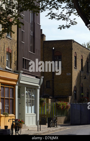 Alex Monroe Studio, Snowsfields, London, United Kingdom. Architect: DSDHA, 2012. Street elevation of conservation area. Stock Photo