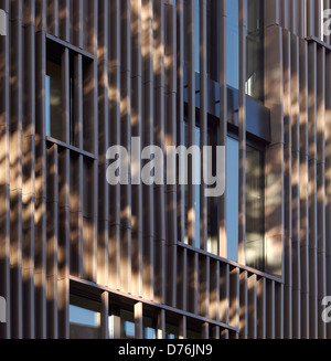 Alex Monroe Studio, Snowsfields, London, United Kingdom. Architect: DSDHA, 2012. Sunlit, zinc clad facade. Stock Photo