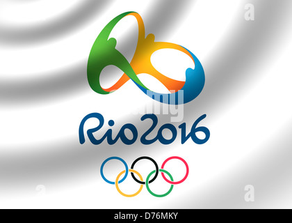 Rio 2016 - Olympic Games summer Rio de Janeiro logo symbol flag icon Stock Photo