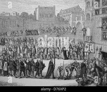 Procession of a auto-da-fé, inquisition, woodcut from 1880 Stock Photo ...