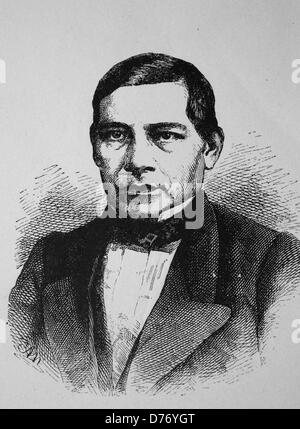 Benito Juarez, 1806 - 1872, President of Mexico from 1861 - 1872, historical woodcut, circa 1880 Stock Photo