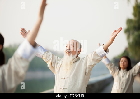 Chinese Practicing Tai Ji Stock Photo