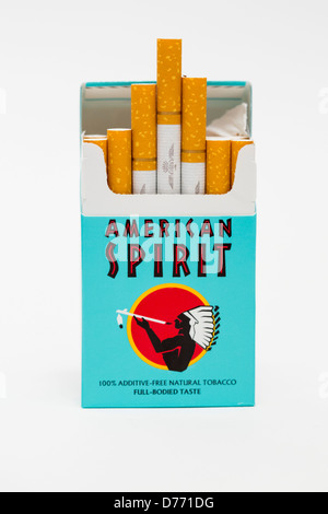 A pack of American Spirit cigarettes.  Stock Photo