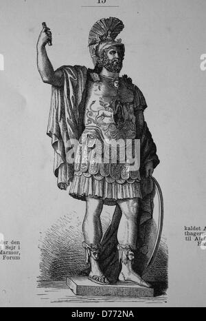 Statue of Pyrrhus, Capitoline Museums, Rome, Italy, woodcut from 1880 Stock Photo