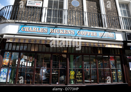 Charles Dickens Coffee House in Covent Garden, London in building where he had an office and apartment Stock Photo