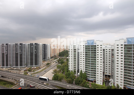 Singapore Planned Community with Private and Government Public Housing and Transportation Stock Photo