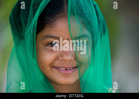 Indian girl Shalini with veil Andhra Pradesh South India Stock Photo ...