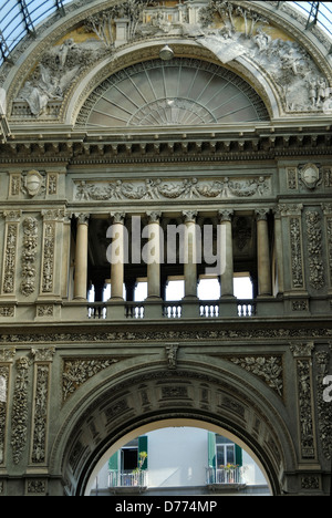 Naples. Italy. Close up view of the ornate section of the interior of shopping arcade known as the Galleria Umberto I. Dating fr Stock Photo