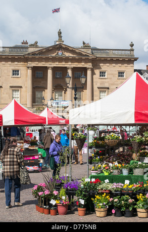 Newark Market place with the Buttermarket in the background in the background England UK Stock Photo