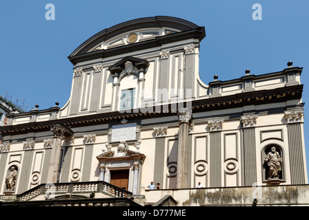 Naples. Italy. Lower section of the Chiesa di San Paolo Maggiore in the historical centre of the city of Naples. Originally dati Stock Photo
