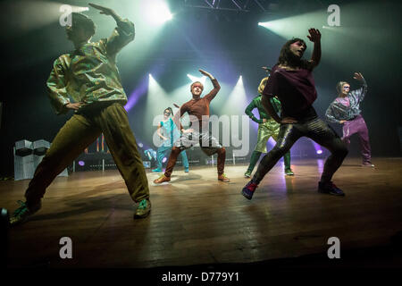 Milan Italy. 29th April 2013. The Knife Swedish electronic music band accompanied by dancers performs at the music club Alcatraz Stock Photo