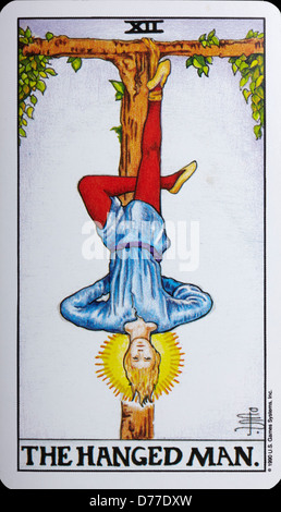 The hanged man tarot card Stock Photo - Alamy